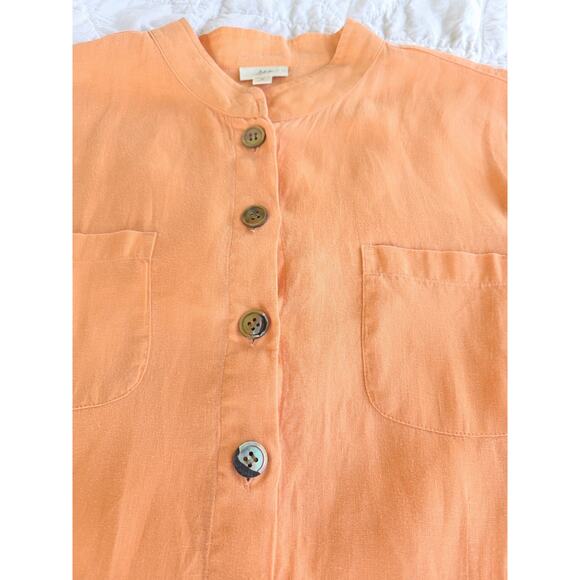 J. Jill Women's Medium 100% Linen Embroidered Tunic Top Peach 3 Quarter Sleeve - Picture 16 of 16